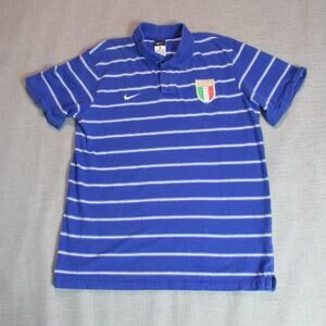 Nike Shirt Mens Size XL Blue Striped Italia Polo Sports Active Short Sleeve